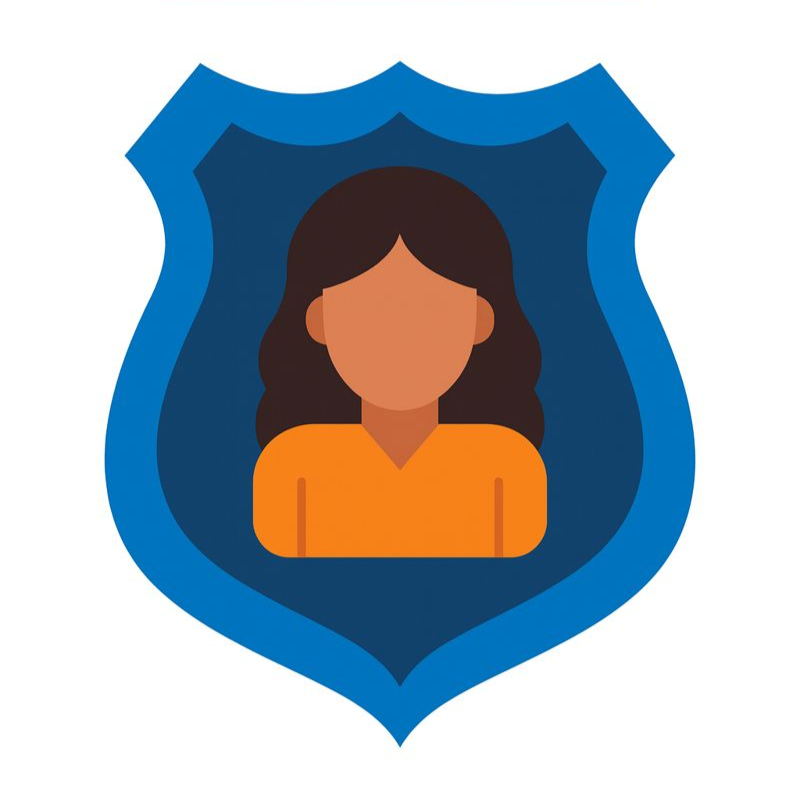 Illustration showing a female inside a shield representing protecting privacy