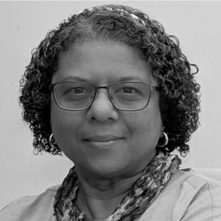 Black and white portrait of Sandra Hall